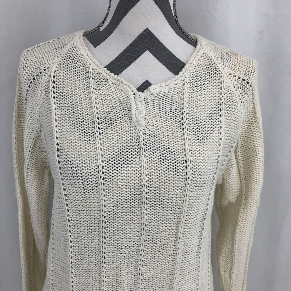 Sheridan Square Vintage Cable Knit Long Sleeve Sweater White Large LLL13